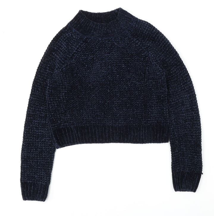 H&M Womens Blue Round Neck  Polyester Pullover Jumper Size M