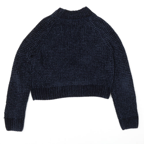 H&M Womens Blue Round Neck  Polyester Pullover Jumper Size M