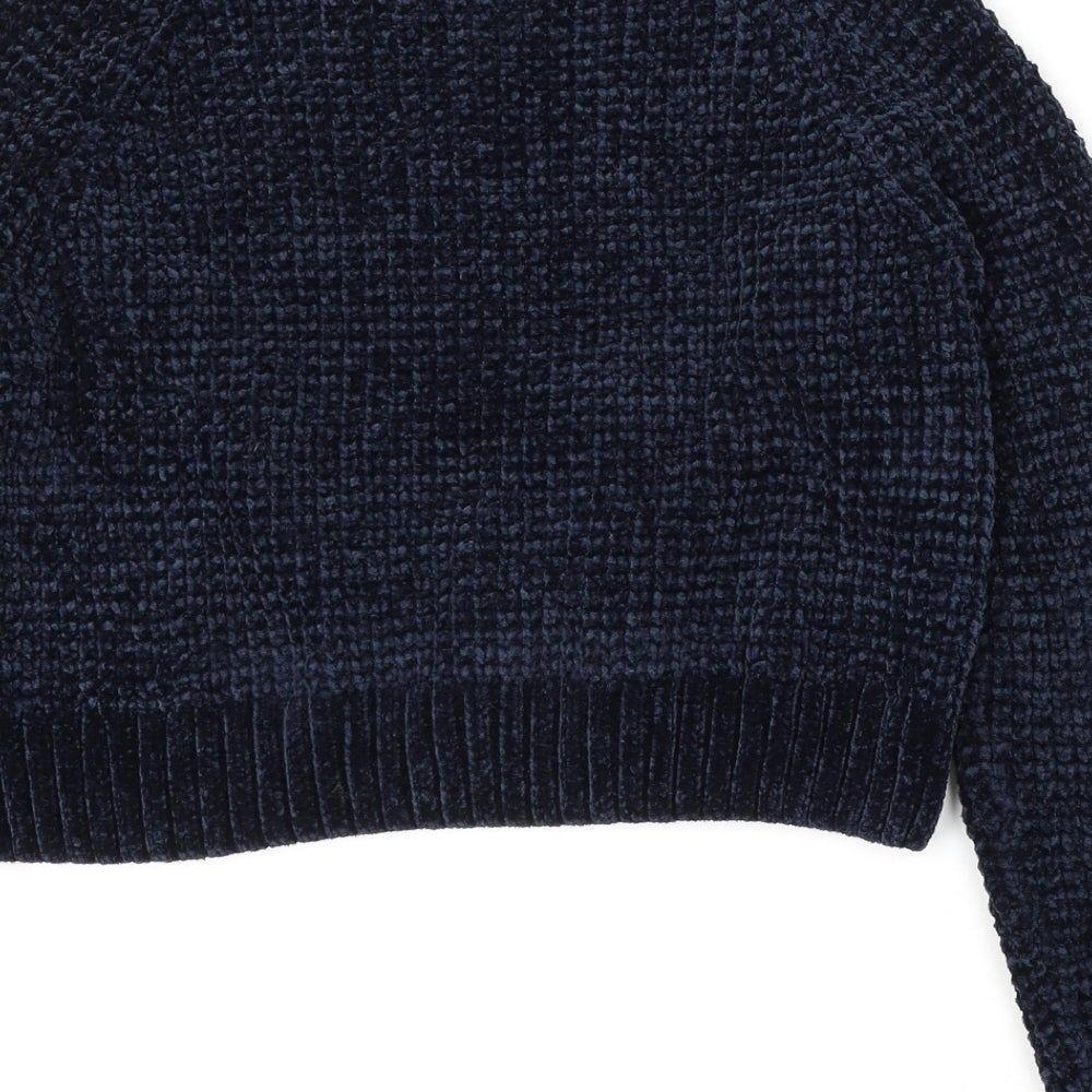 H&M Womens Blue Round Neck  Polyester Pullover Jumper Size M