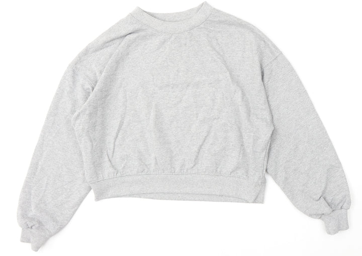Pull&Bear Womens Grey  Cotton Pullover Sweatshirt Size L