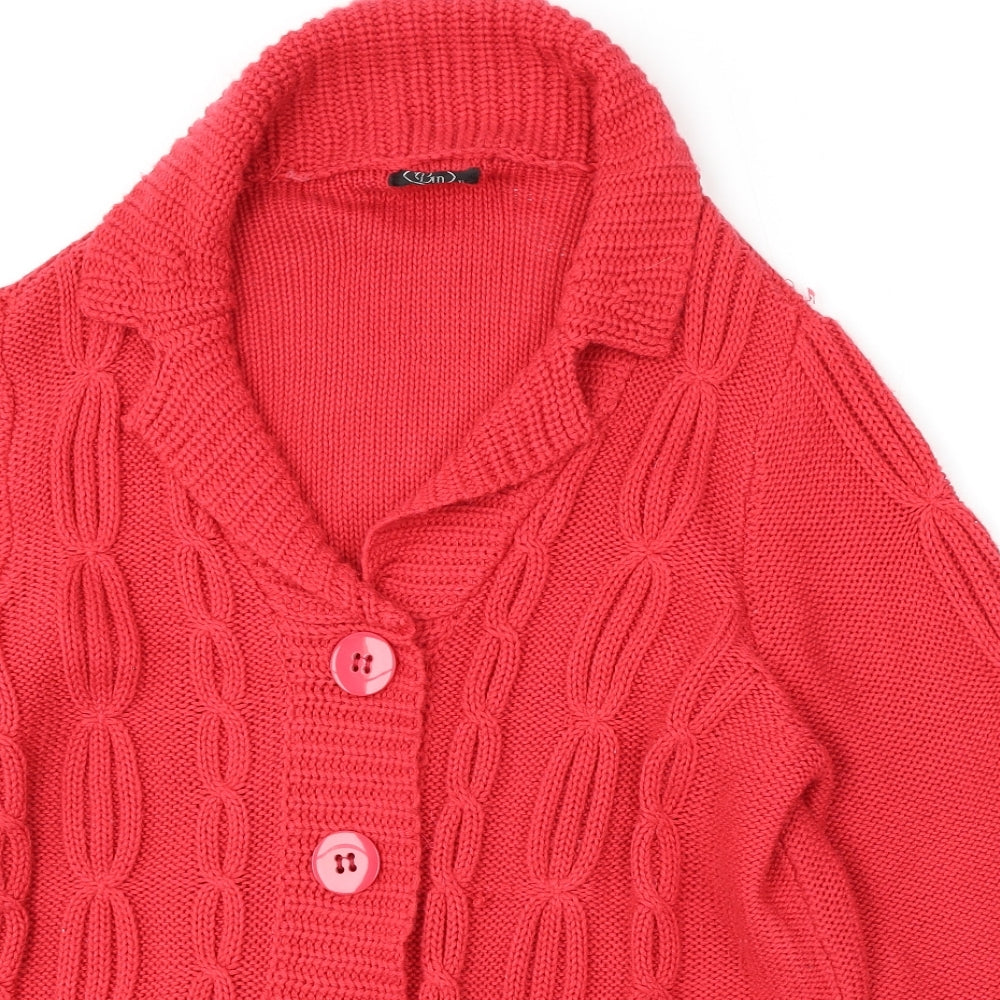 BM Womens Red Roll Neck  Polyester Cardigan Jumper Size XL