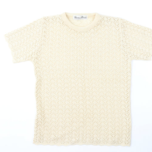 Hush Hush Womens Beige Round Neck  Polyester Pullover Jumper Size M