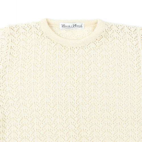 Hush Hush Womens Beige Round Neck  Polyester Pullover Jumper Size M