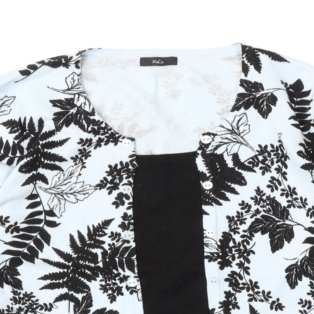 M&Co Womens Blue Round Neck  Viscose Pullover Jumper Size 16