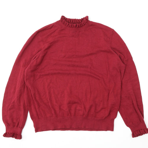 RR Womens Red Round Neck  Cotton Pullover Jumper Size XL