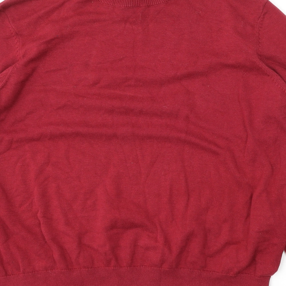 RR Womens Red Round Neck  Cotton Pullover Jumper Size XL