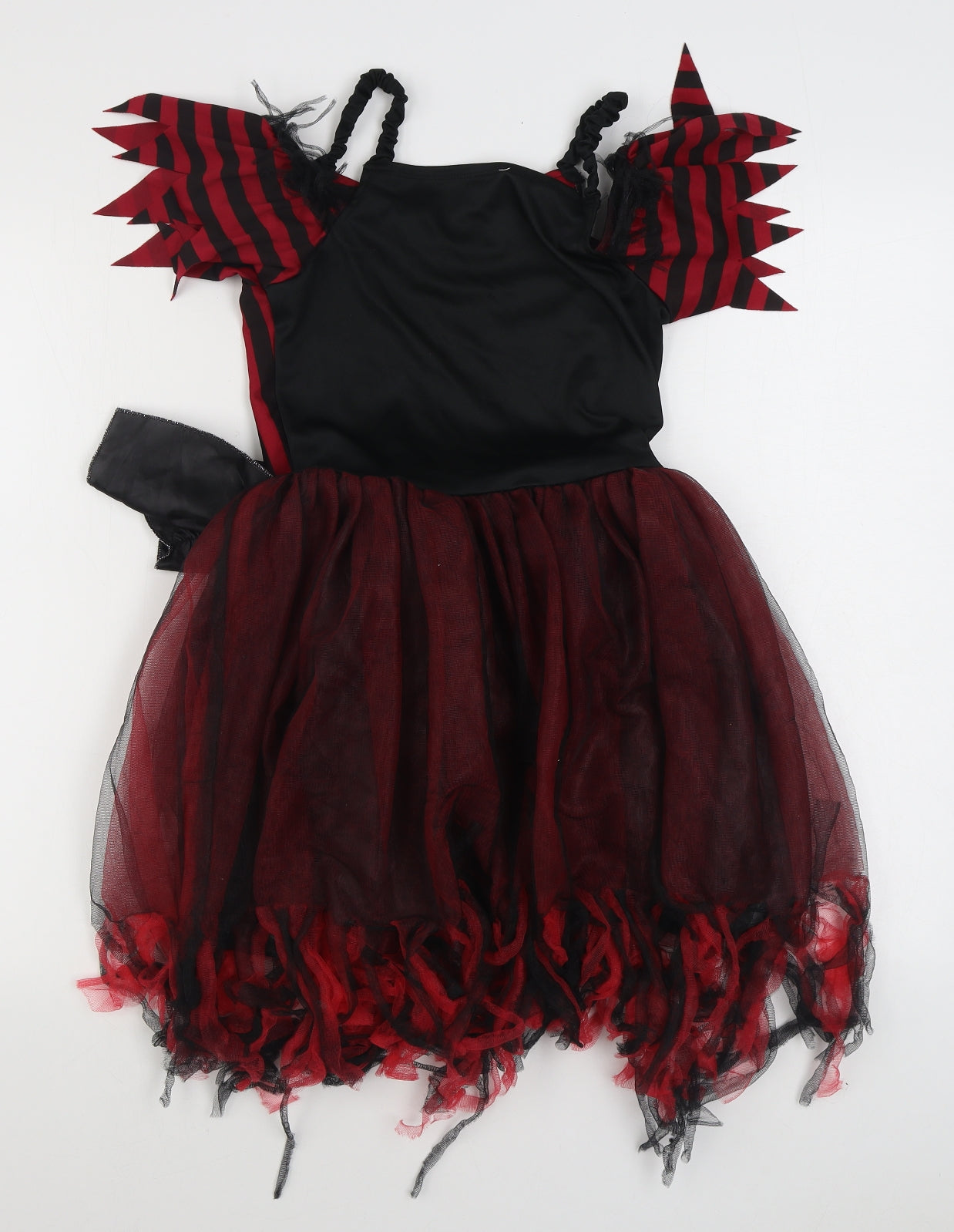 Tesco Girls Red Striped Polyester Ball Gown  Size 11-12 Years  Square Neck Pullover - Pirate