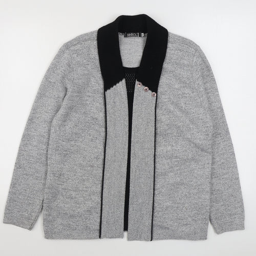 Envy Womens Grey V-Neck  Acrylic Cardigan Jumper Size M