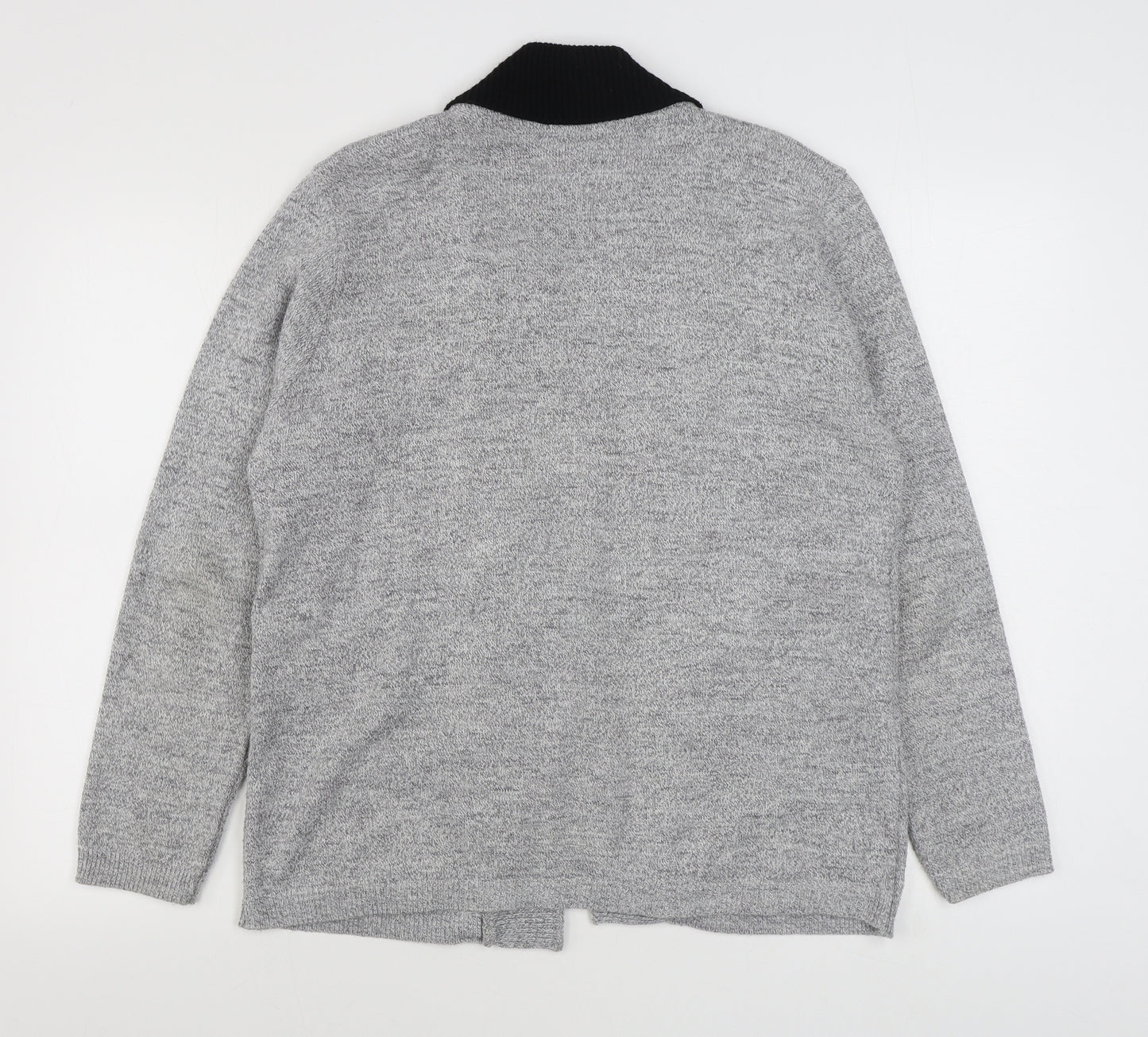 Envy Womens Grey V-Neck  Acrylic Cardigan Jumper Size M