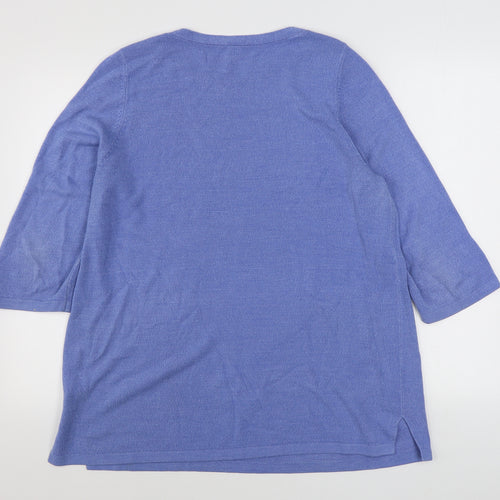 Preworn Womens Blue Boat Neck  Acrylic Pullover Jumper Size 18