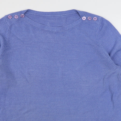 Preworn Womens Blue Boat Neck  Acrylic Pullover Jumper Size 18