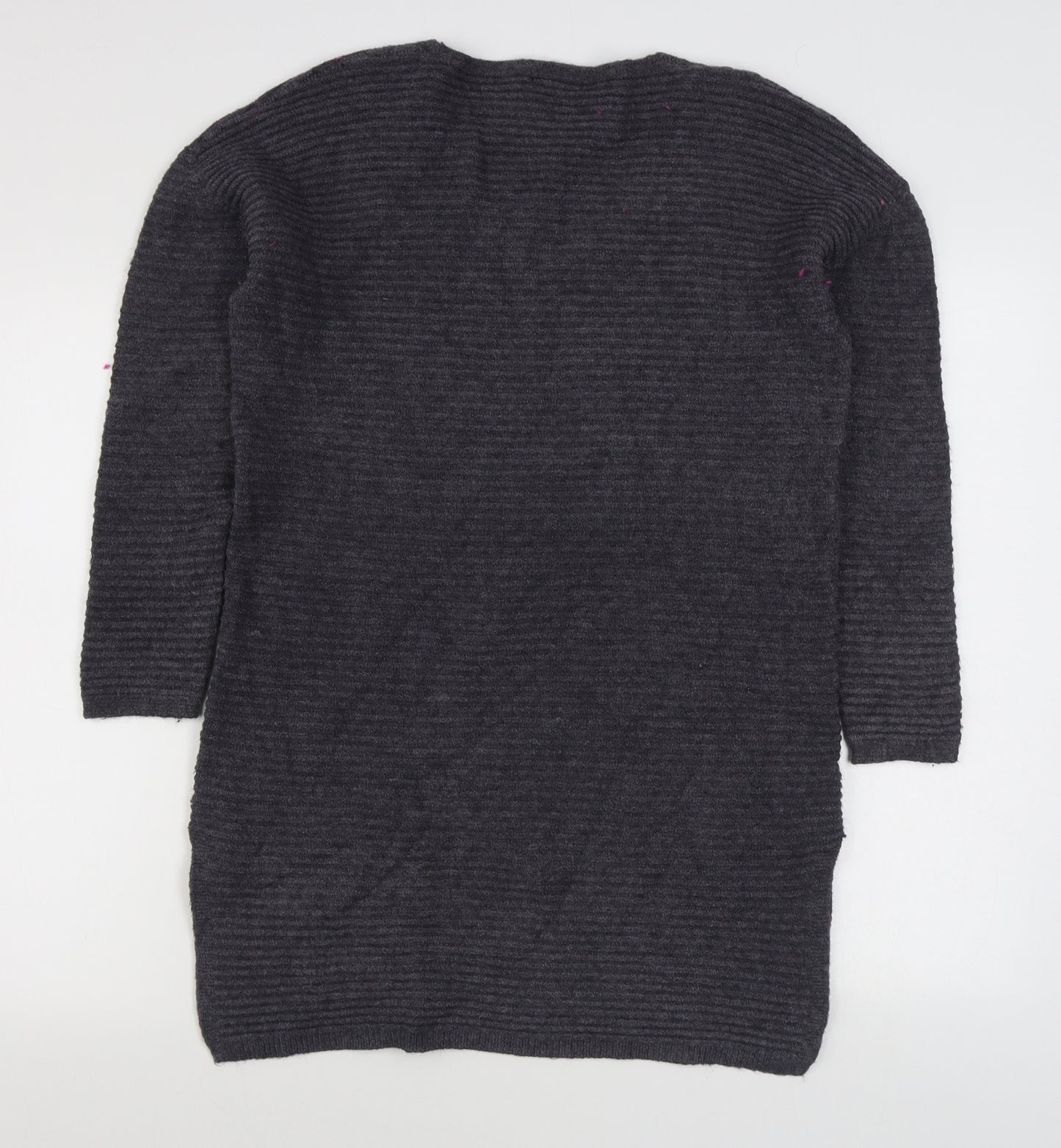 Anonimous Womens Grey V-Neck  Acrylic Pullover Jumper Size M