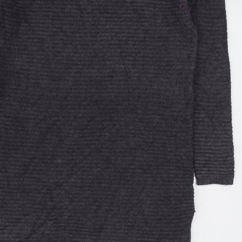 Anonimous Womens Grey V-Neck  Acrylic Pullover Jumper Size M