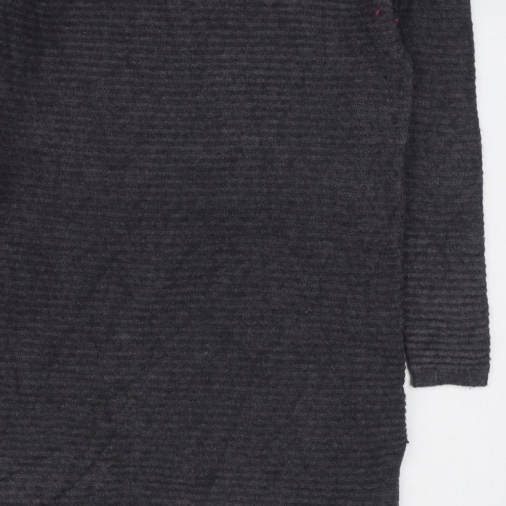 Anonimous Womens Grey V-Neck  Acrylic Pullover Jumper Size M