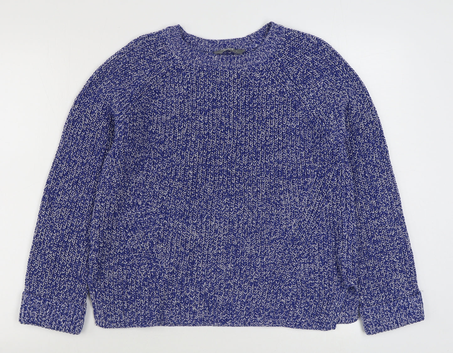 Nutmeg Womens Blue Round Neck  Acrylic Pullover Jumper Size 10