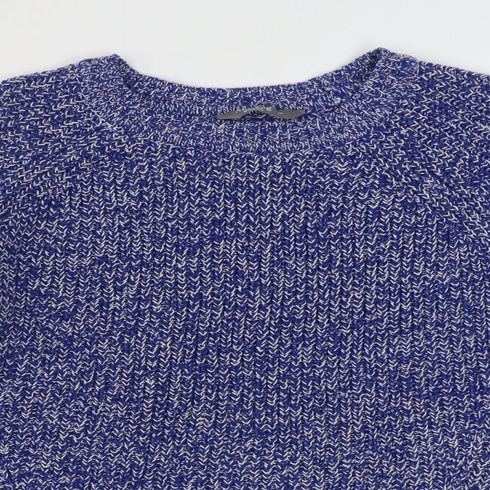 Nutmeg Womens Blue Round Neck  Acrylic Pullover Jumper Size 10