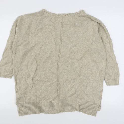 H&M Mens Beige Round Neck  Cotton Pullover Jumper Size L