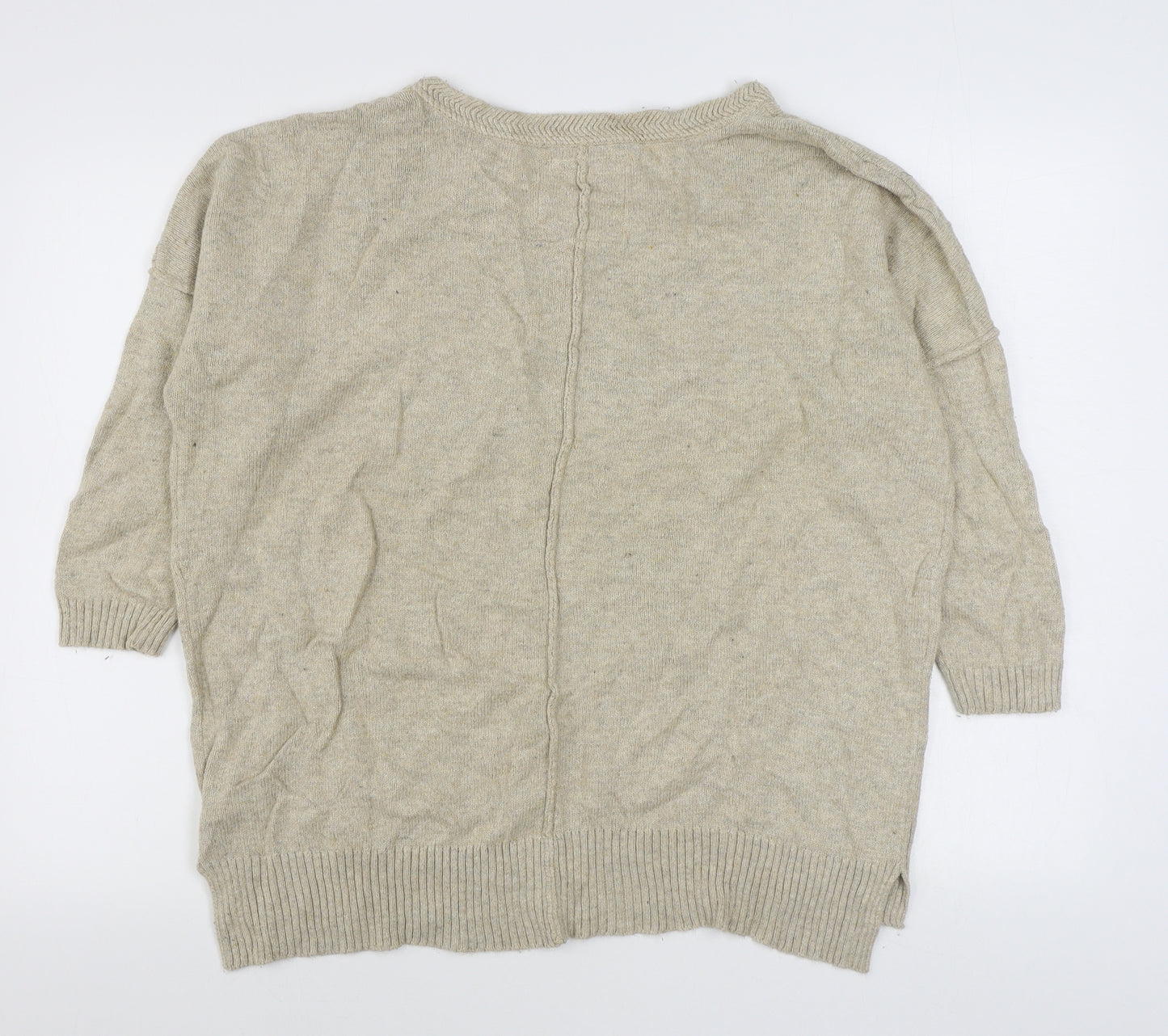 H&M Mens Beige Round Neck  Cotton Pullover Jumper Size L