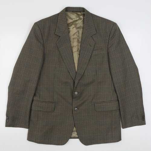 Skopes Mens Brown Plaid Polyester Jacket Suit Jacket Size 38