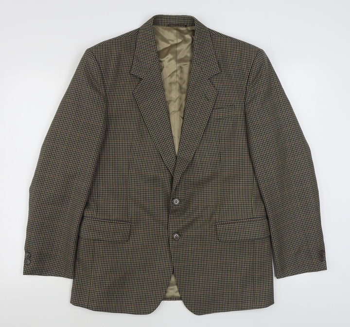 Skopes Mens Brown Plaid Polyester Jacket Suit Jacket Size 38