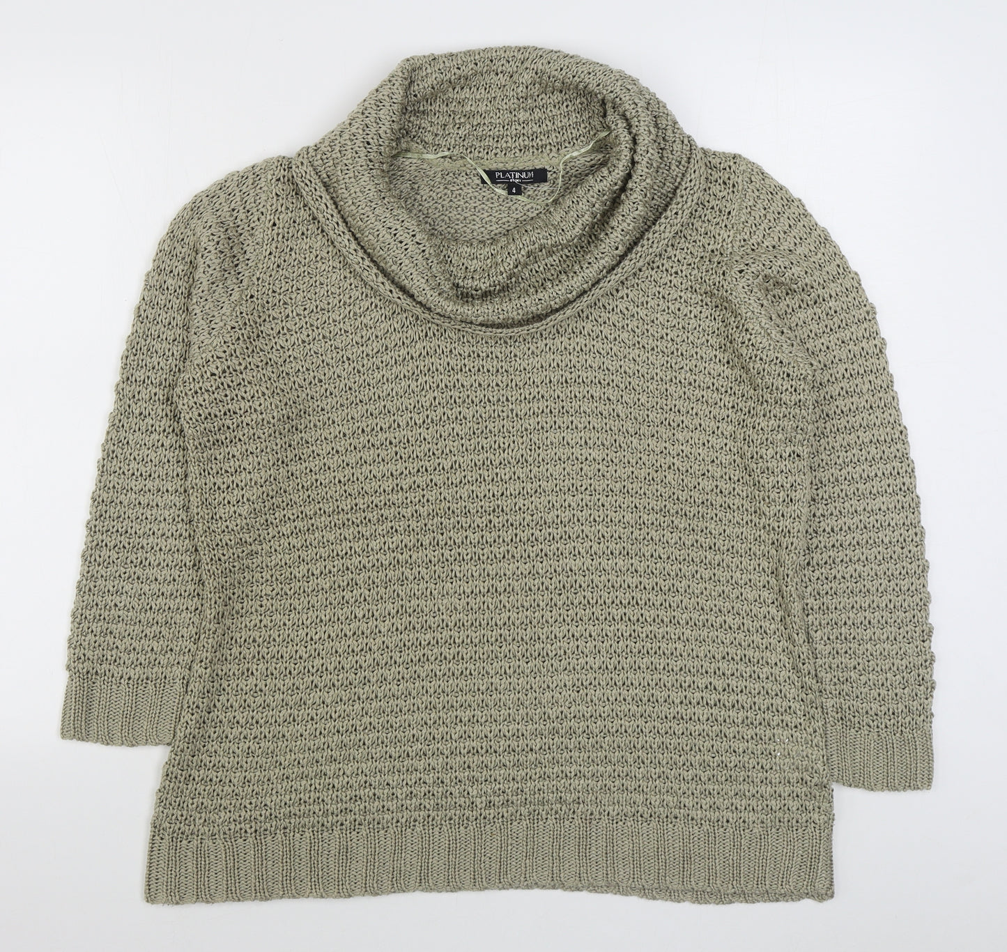 Platinum Womens Beige Roll Neck  Acrylic Pullover Jumper Size S