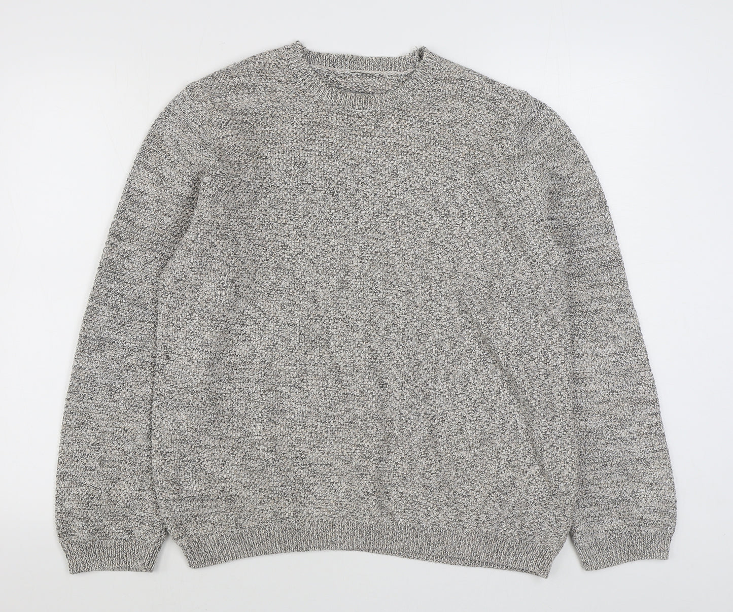 Marks and Spencer Mens Beige Round Neck  Cotton Pullover Jumper Size XL