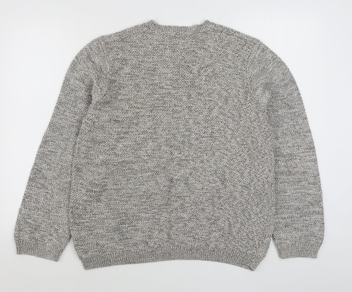 Marks and Spencer Mens Beige Round Neck  Cotton Pullover Jumper Size XL