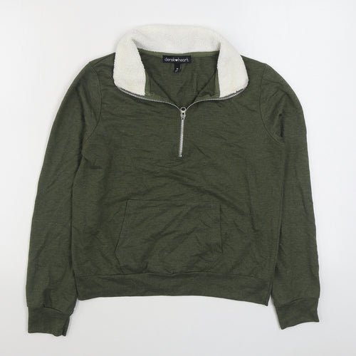Derek Heart Womens Green  Cotton Pullover Sweatshirt Size M  Zip