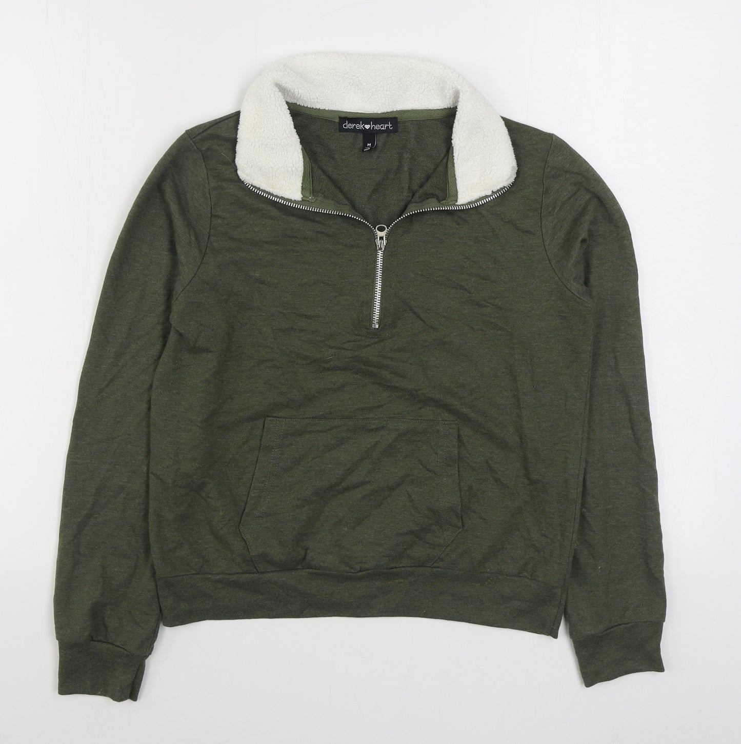 Derek Heart Womens Green  Cotton Pullover Sweatshirt Size M  Zip