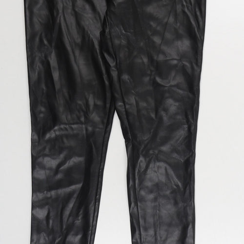 PRETTY LITTLE THING  Womens Black  Polyurethane Jegging Trousers Size 8 L35 in Regular