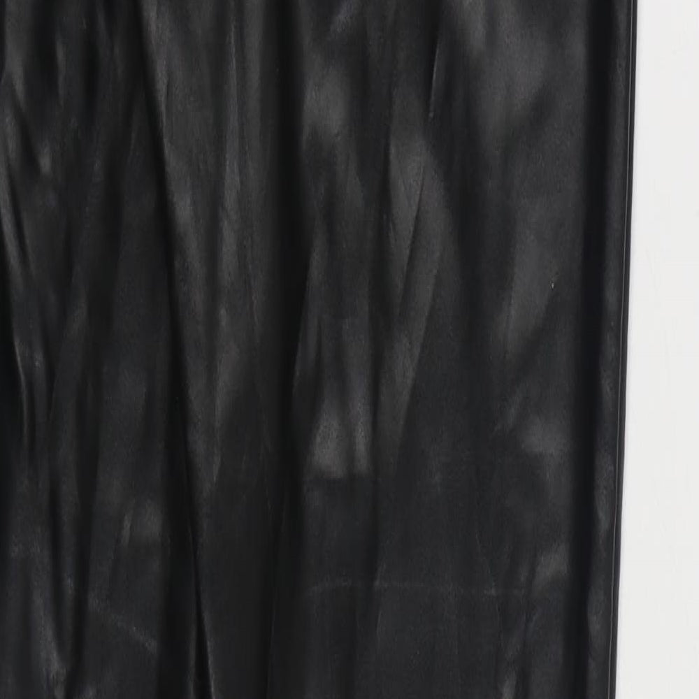 PRETTY LITTLE THING  Womens Black  Polyurethane Jegging Trousers Size 8 L35 in Regular