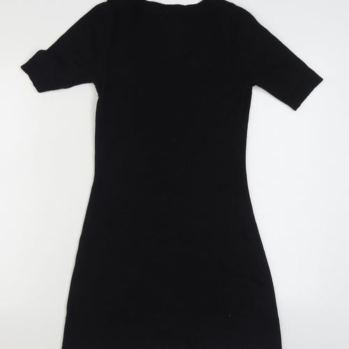 Happie Loves it Womens Black  Acrylic Jumper Dress  Size S  Scoop Neck Pullover