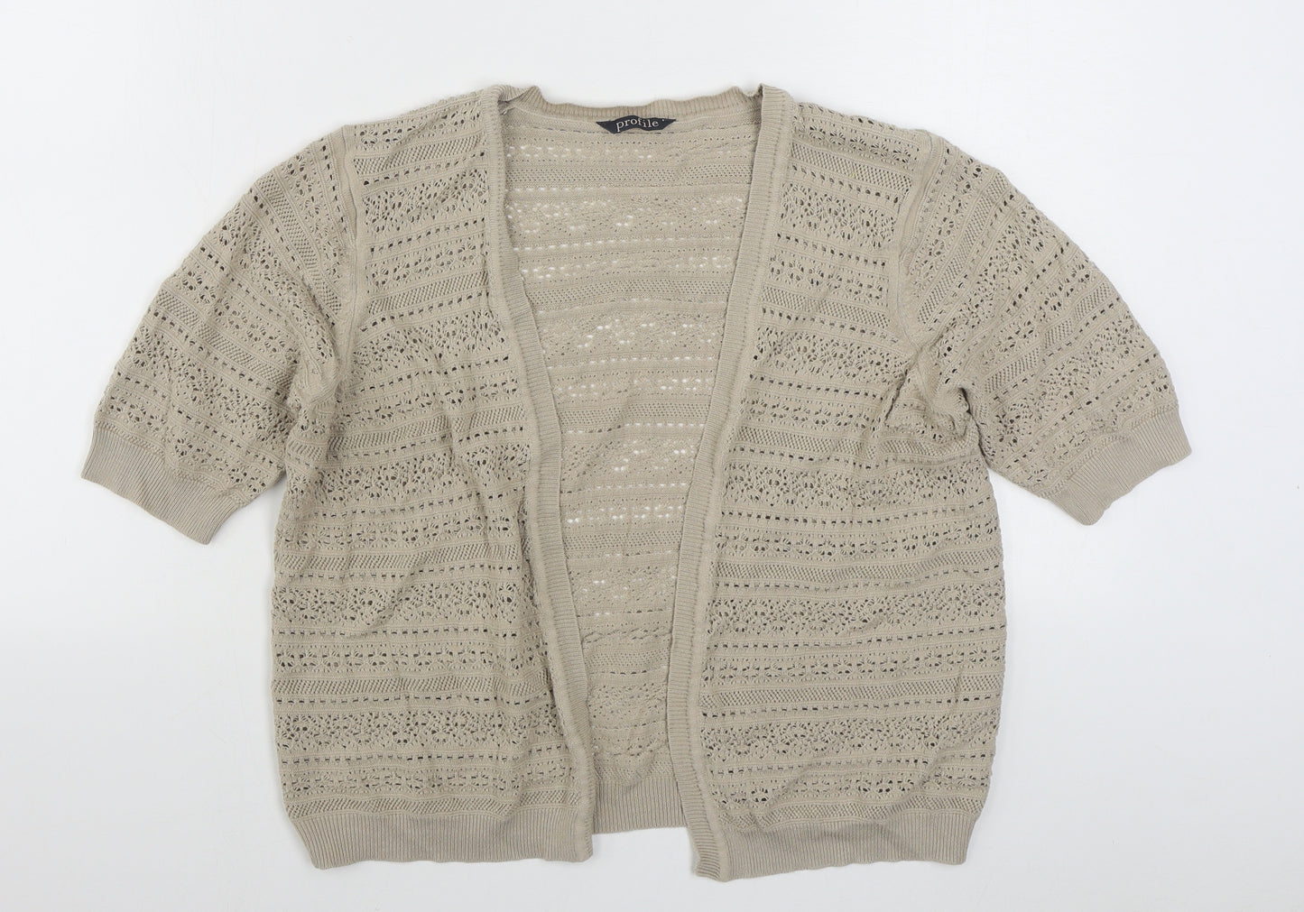 BHS Womens Beige V-Neck  Acrylic Cardigan Jumper Size 16