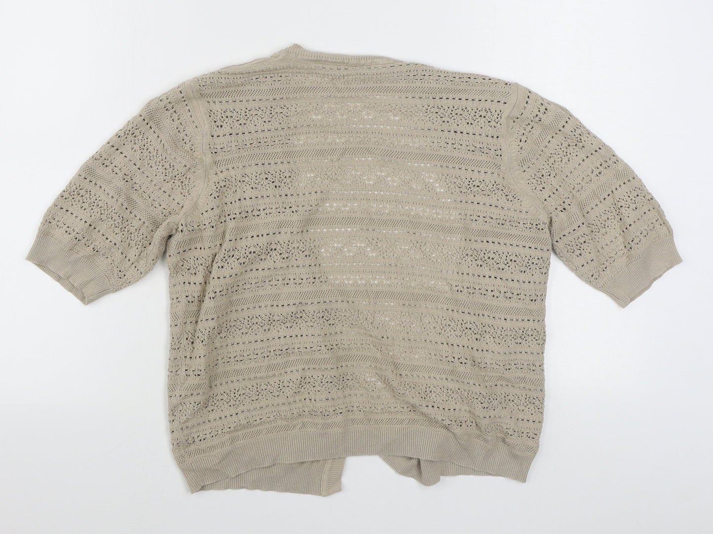 BHS Womens Beige V-Neck  Acrylic Cardigan Jumper Size 16