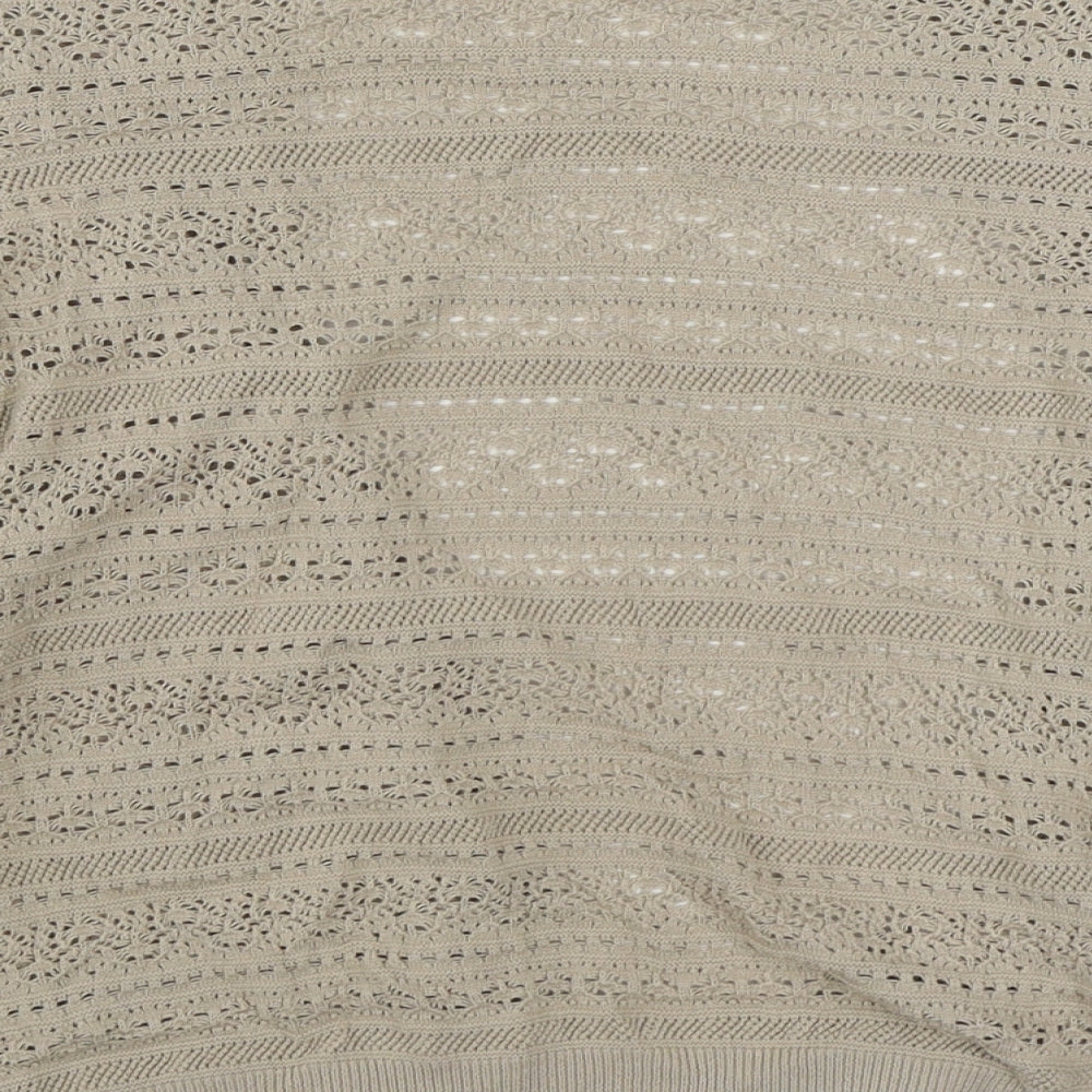 BHS Womens Beige V-Neck  Acrylic Cardigan Jumper Size 16