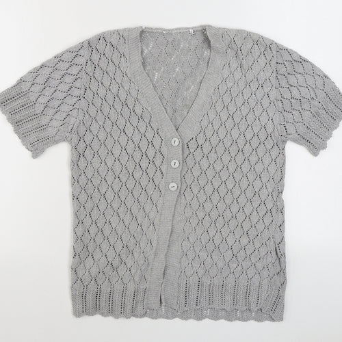 Preworn Womens Grey V-Neck  Acrylic Cardigan Jumper Size S