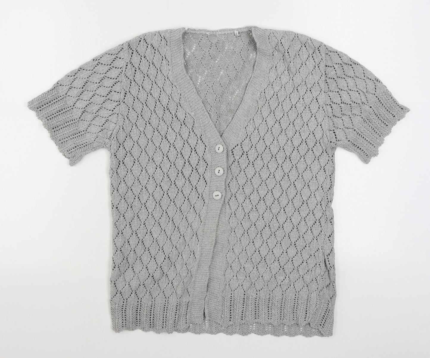 Preworn Womens Grey V-Neck  Acrylic Cardigan Jumper Size S