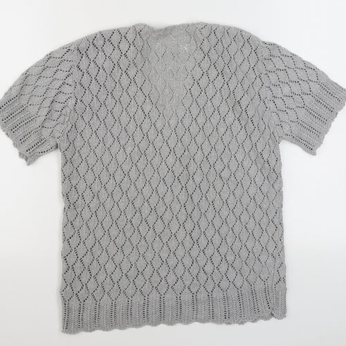 Preworn Womens Grey V-Neck  Acrylic Cardigan Jumper Size S
