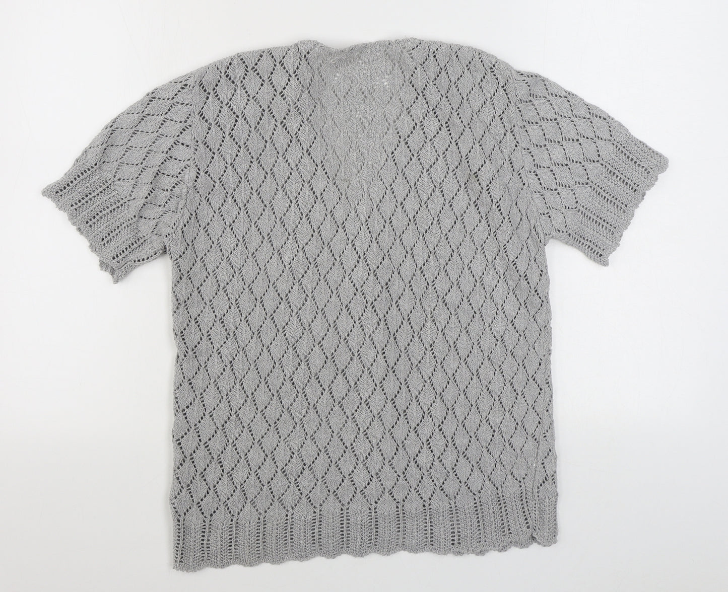 Preworn Womens Grey V-Neck  Acrylic Cardigan Jumper Size S