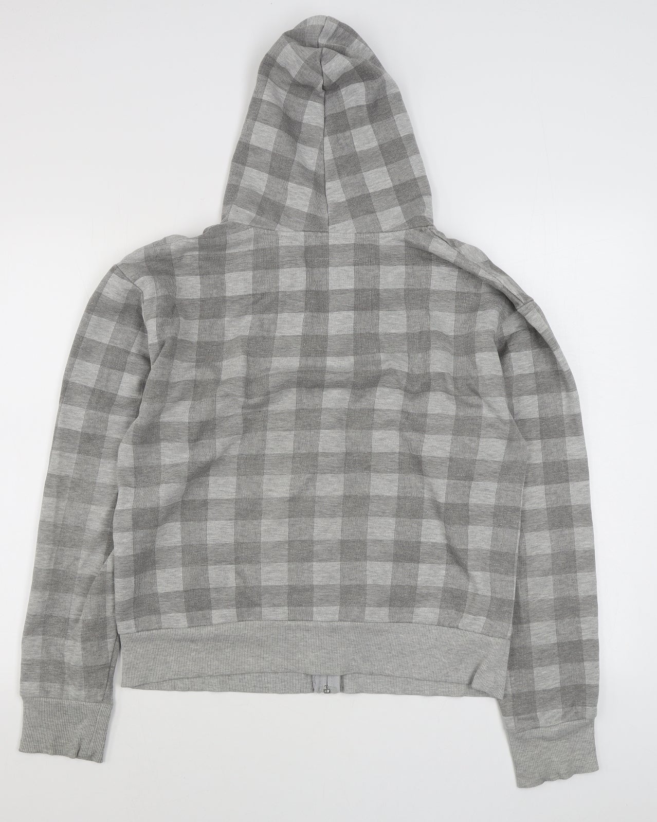 Cedar Wood State Mens Grey Check Cotton Full Zip Hoodie Size S