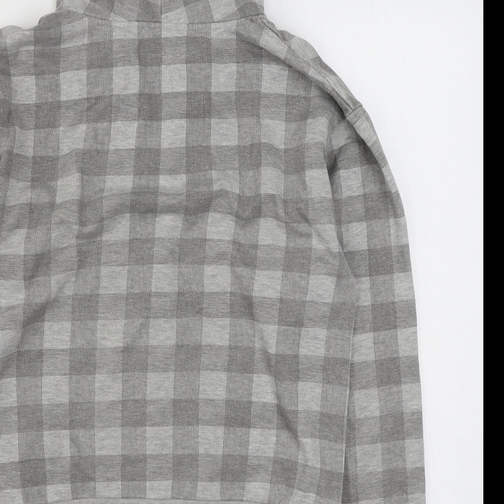 Cedar Wood State Mens Grey Check Cotton Full Zip Hoodie Size S