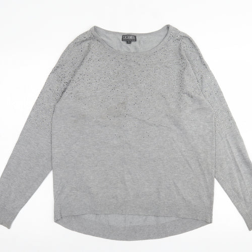 Casamia  Womens Grey Crew Neck  Viscose Pullover Jumper Size M