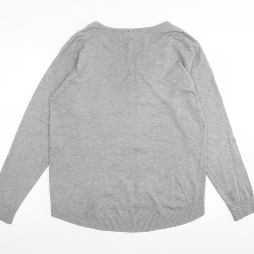Casamia  Womens Grey Crew Neck  Viscose Pullover Jumper Size M