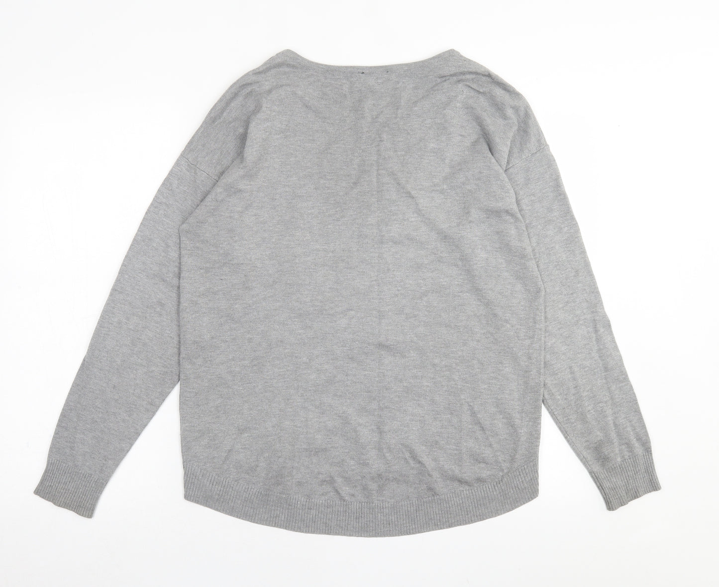 Casamia  Womens Grey Crew Neck  Viscose Pullover Jumper Size M