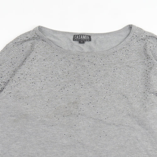 Casamia  Womens Grey Crew Neck  Viscose Pullover Jumper Size M