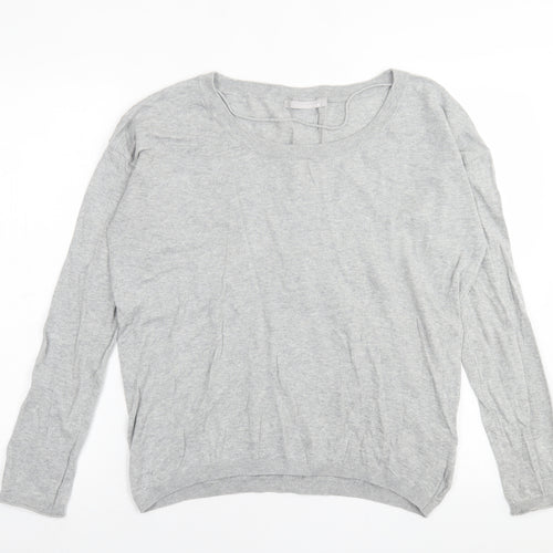Yaya Woman Womens Grey Collared  Cotton Pullover Jumper Size L