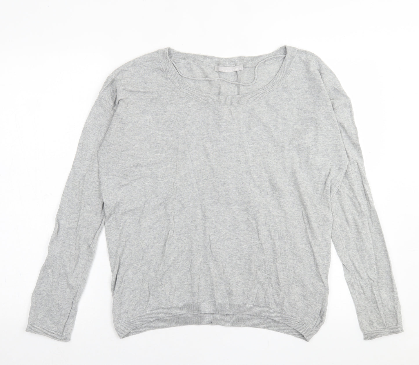 Yaya Woman Womens Grey Collared  Cotton Pullover Jumper Size L