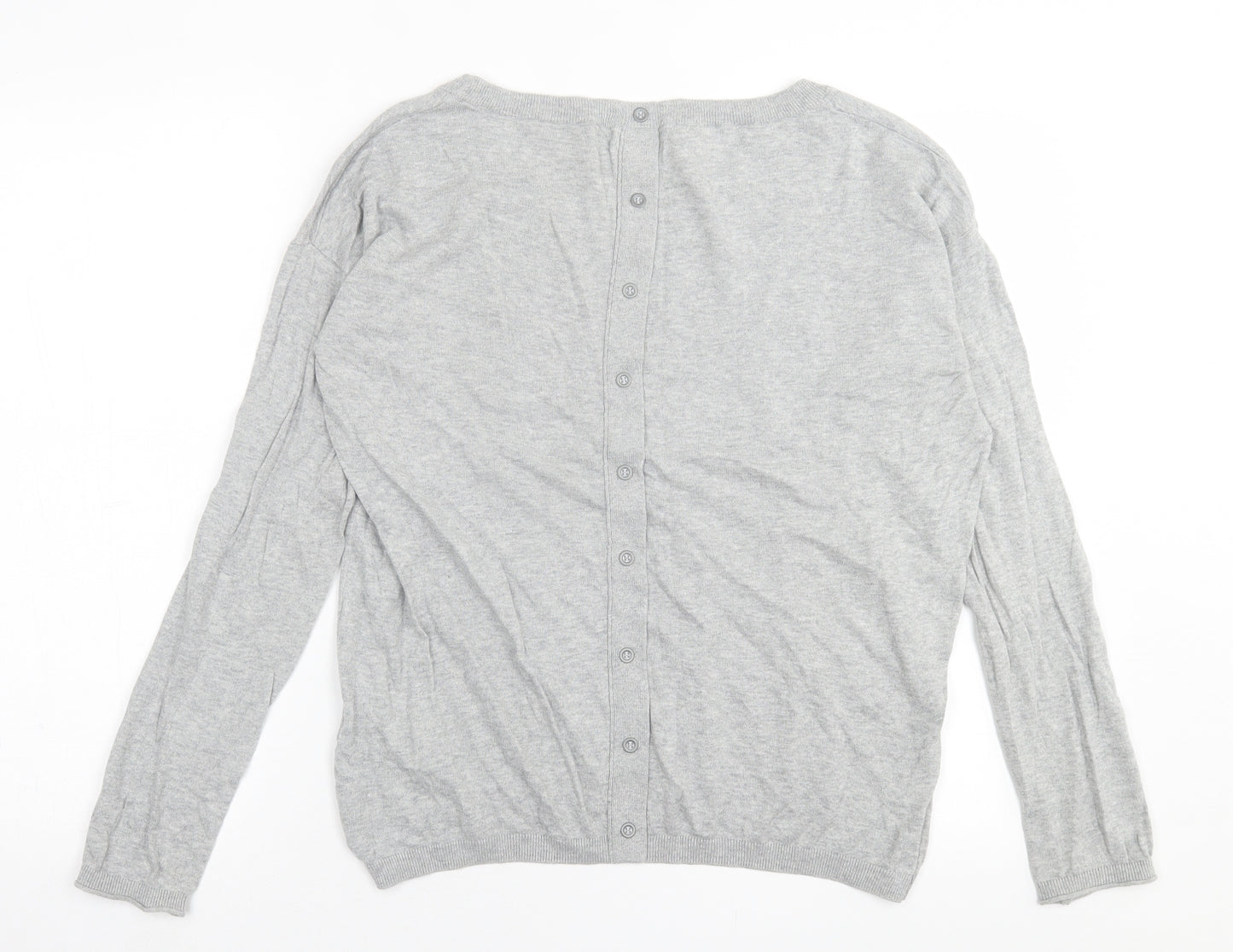 Yaya Woman Womens Grey Collared  Cotton Pullover Jumper Size L