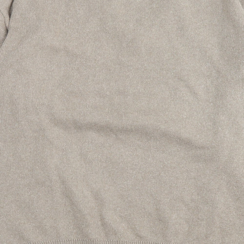 Greenwoods Mens Brown V-Neck Striped Cotton Pullover Jumper Size M