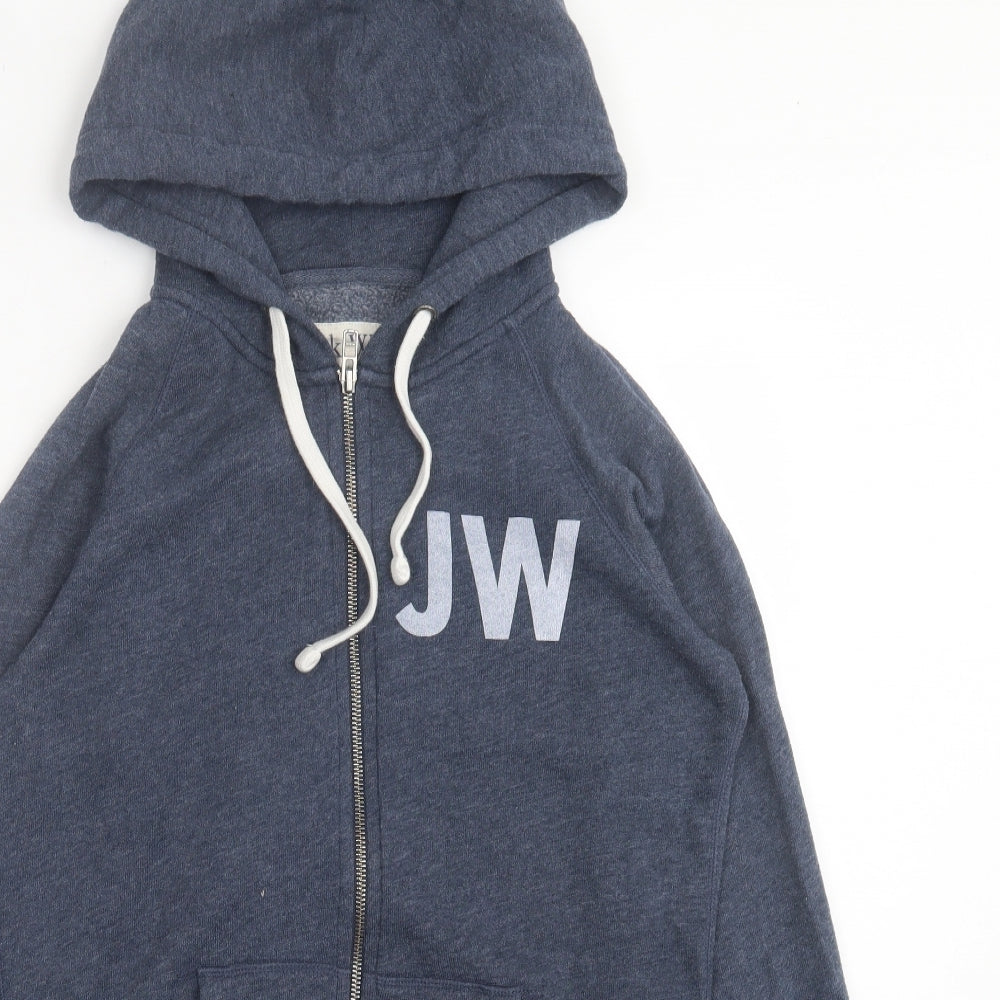Jack Wills Womens Blue  Cotton Full Zip Hoodie Size 12  Zip